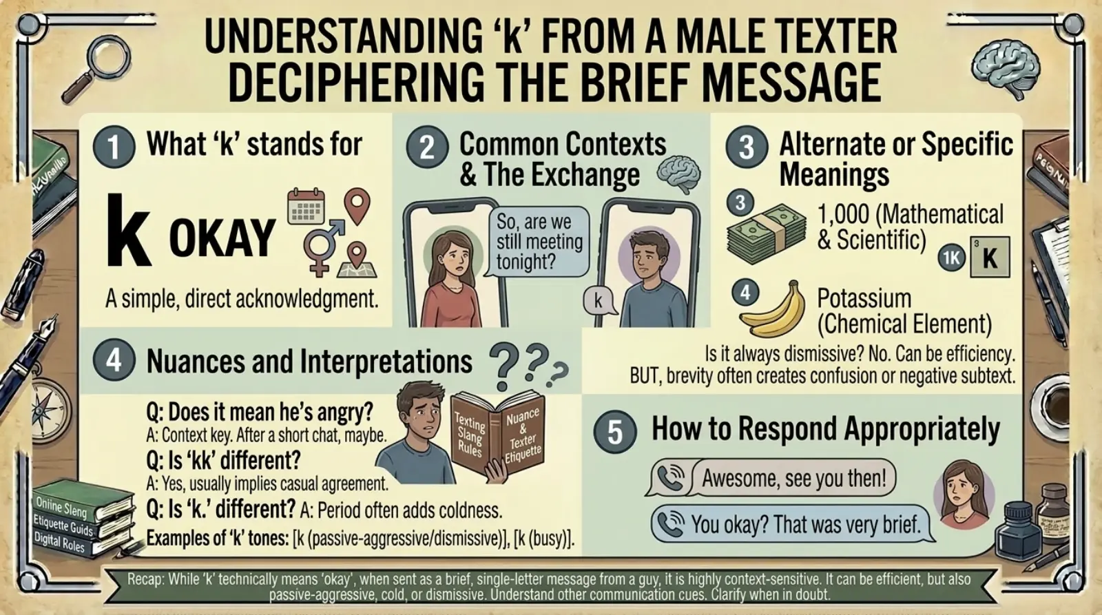 k meaning in text from a guy